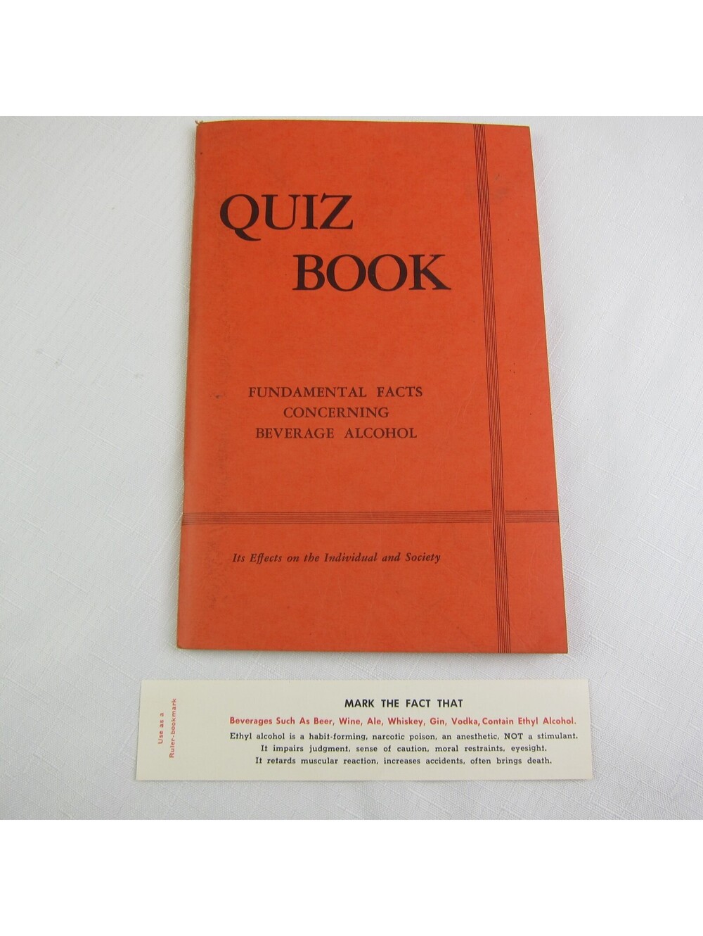 Quiz Book Fundamental Facts Concerning Alcohol Temperance Booklet & Bookmark